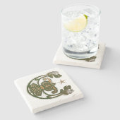 Jäger und Gold Celtic Steinuntersetzer (Seitenansicht)