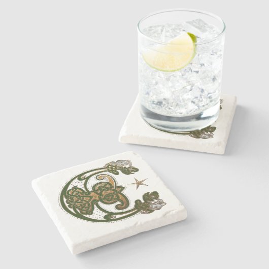 Jäger und Gold Celtic Steinuntersetzer (Seitenansicht)