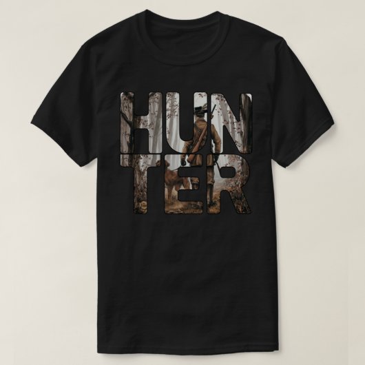 Jäger und Hund auf der Jagd T-Shirt (Design vorne)