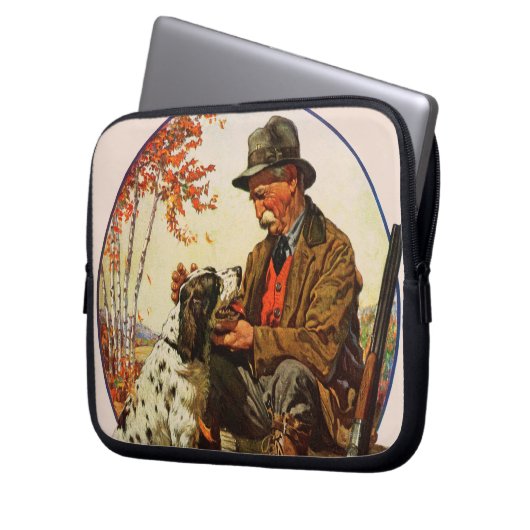 Jäger und Spaniel Laptopschutzhülle (Vorderseite Links)