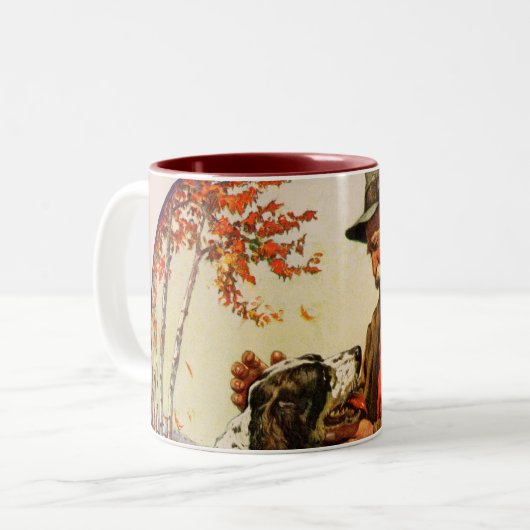 Jäger und Spaniel Zweifarbige Tasse (Vorderseite Links)