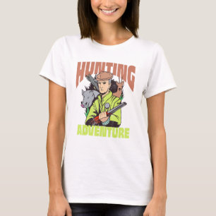 Jäger und Tierarten und Gewehre, die von Hirschen T-Shirt