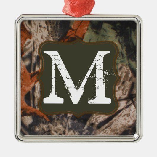 Jäger von Camouflagen Cam Monogram, Initial Orname Silbernes Ornament (Vorne)