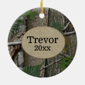 Jäger Woodland Camouflage Jagd Foto Keramik Ornament (Hinten)