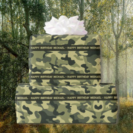 Jäger Woods Camouflage Geburtstag hinzufügen Geschenkpapier