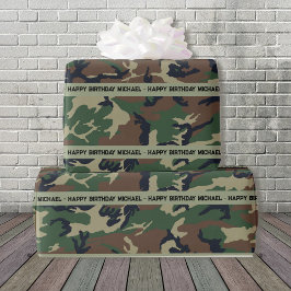 Jäger Woods Camouflage Geburtstag hinzufügen Geschenkpapier