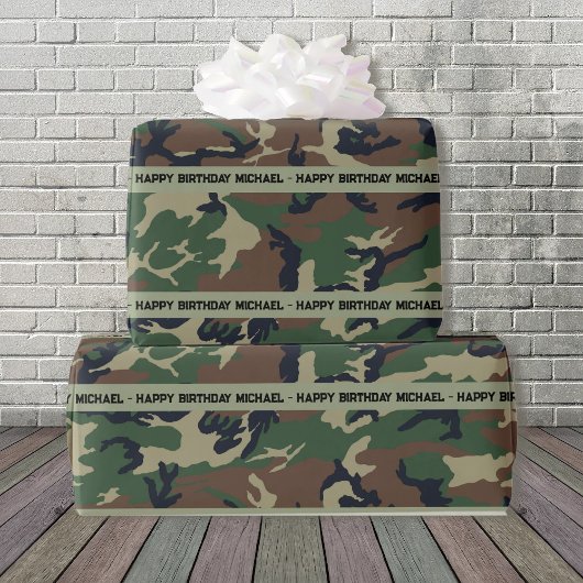 Jäger Woods Camouflage Geburtstag hinzufügen Geschenkpapier