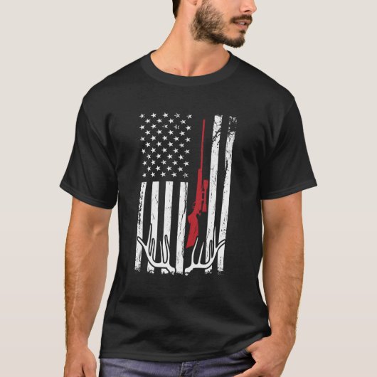 Jägerfahne USA Jagd Hirsch T-Shirt (Vorderseite)
