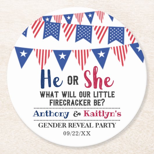 Jägerfahnen 4. Juli Party Runder Pappuntersetzer (Vorderseite)