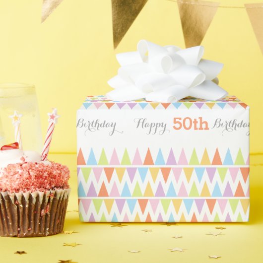 Jägerflaggen weiß Geburtstag 50 gemusterte Packung Geschenkpapier (Geburtstagsparty)