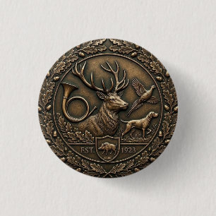 Jägergrün & Bronze Jagdschloss-Emblem Button