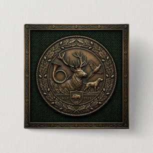 Jägergrün & Bronze-Jagdsitz-Emblem Button