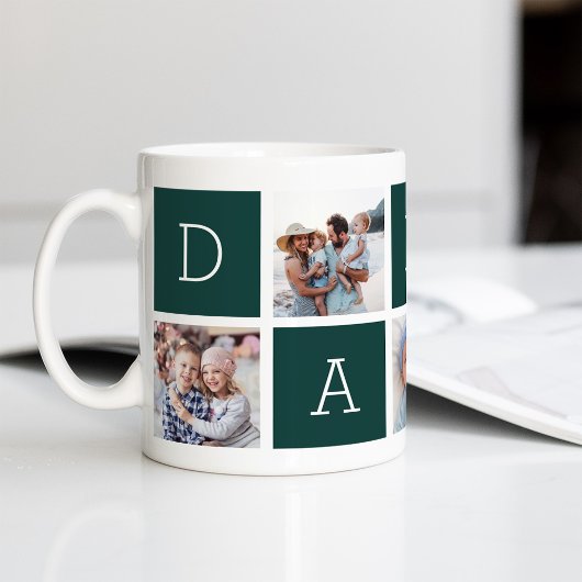 Jägergrün | Custom Daddy 5 Foto Collage Kaffeetasse