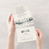 Jägergrün | Hochzeit der Bergketten All In One Einladung (Abreißen)