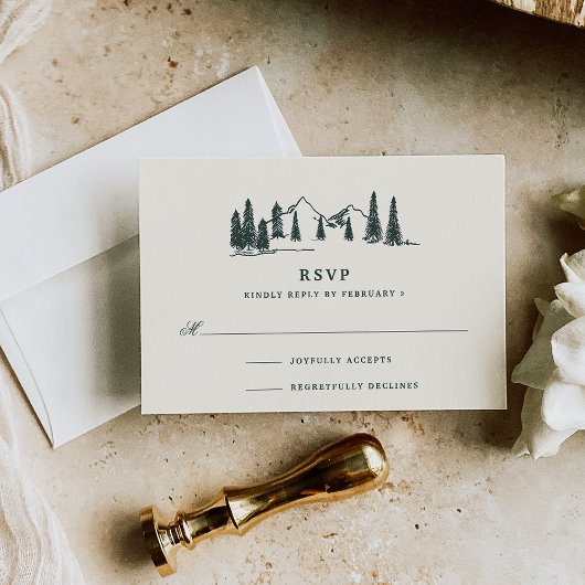 Jägergrün | Hochzeit der Bergketten RSVP Karte