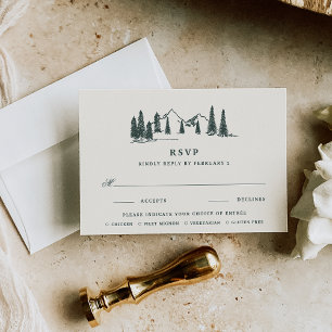 Jägergrün Hochzeitsmahlzeiten auf Bergketten RSVP Karte