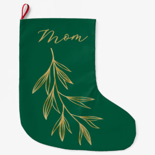 Jägergrün mit goldenem Grafikblatt benannt Großer Weihnachtsstrumpf