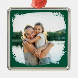 Jägergrün modernes Grunge-Rahmen-Foto Ornament Aus Metall