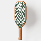 Jägergrün Monogramm Vintage Wellen Karo Pickleball Schläger (Links)