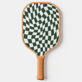Jägergrün Monogramm Vintage Wellen Karo Pickleball Schläger (Rückseite)