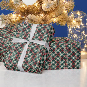 Jägergrün-rote Karo-Weihnachtspapier Geschenkpapier