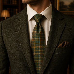 Jägergrün Rustikales Karo Tartan Krawatte