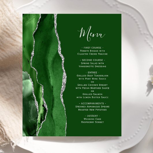 Jägergrün Silber Achat Hochzeitsmenü
