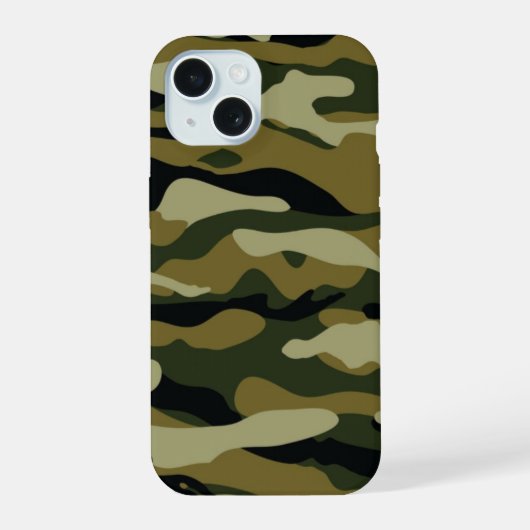 Jägergrün-Tarnmuster iPhone 15 Hülle (Rückseite)