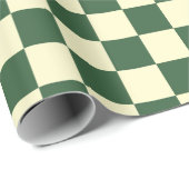 Jägergrün und cremefarbenes Schachbrettmuster Geschenkpapier (Rolleneckpunkt)