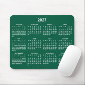 Jägergrün und Weiß 2027 Kalender Mousepad (Mit Mouse)