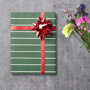 Jägergrün und weiß dünn horizontal gestreift geschenkpapier