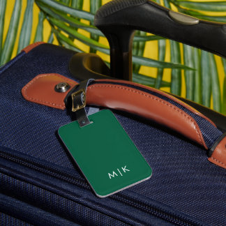 Jägergrün und Weiß modernes Monogramm Gepäckanhänger