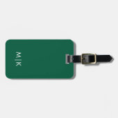 Jägergrün und Weiß modernes Monogramm Gepäckanhänger (Vorderseite horizontal)