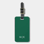 Jägergrün und Weiß modernes Monogramm Gepäckanhänger (Vorderseite vertikal)
