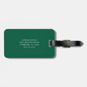Jägergrün und Weiß modernes Monogramm Gepäckanhänger (Rückseite horizontal)