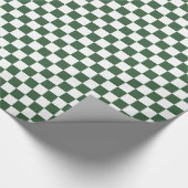Jägergrün-weiß kariert geschenkpapier (Ecke)