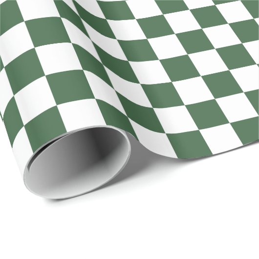 Jägergrün-weiß kariert geschenkpapier (Rolleneckpunkt)