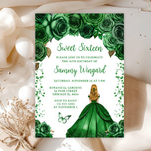 Jägergrüne Blondhaar Prinzessin Sweet Sixteen Einladung