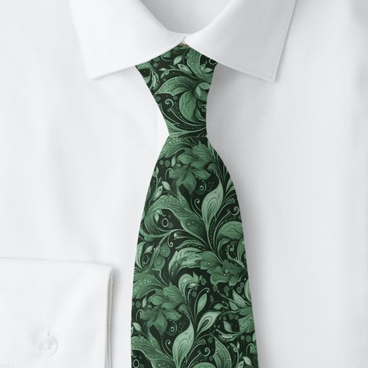 Jägergrüne botanische Batik-Krawatte Krawatte