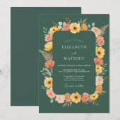 Jägergrüne erdige herbstliche Hochzeit Einladung (Vorne/Hinten)
