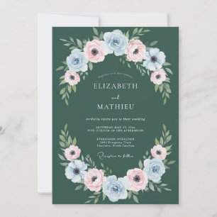 Jägergrüne exquisit botanische Hochzeit Einladung