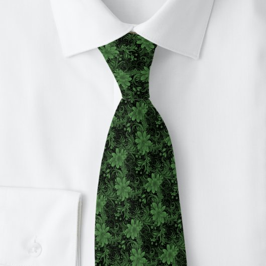 Jägergrüne Floral Batik Krawatte