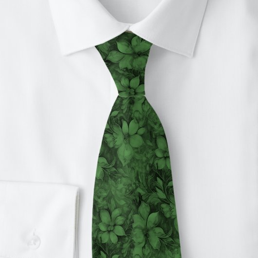Jägergrüne Floral Krawatte