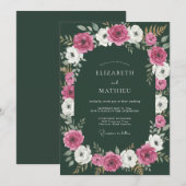 Jägergrüne formelle Winterhochzeit Einladung (Vorne/Hinten)
