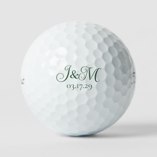 Jägergrüne individuelle Hochzeitsgeschenke Initial Golfball (Vorderseite)