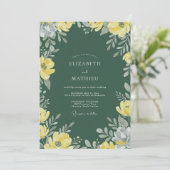 Jägergrüne Mohn-Hochzeit Einladung (Stehend Vorderseite)