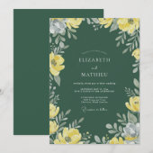 Jägergrüne Mohn-Hochzeit Einladung (Vorne/Hinten)