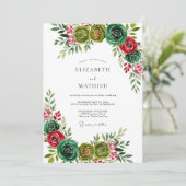Jägergrüne Plüsch-Winterhochzeit Einladung (Stehend Vorderseite)