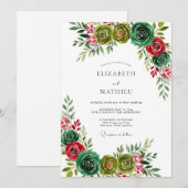 Jägergrüne Plüsch-Winterhochzeit Einladung (Vorne/Hinten)