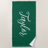 Jägergrüner Chic Individueller Handschrift-Script Strandtuch (Vorderseite)